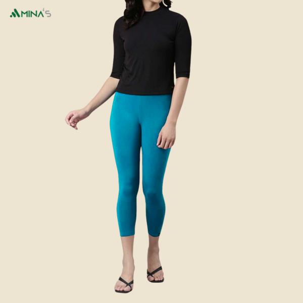 Womens Ankle Fit Leggings | Cotton Lycra |Waist Rib | All Colors | Manufacturer To Consumer Direct Sale