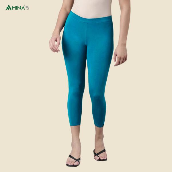 Womens Ankle Fit Leggings | Cotton Lycra |Waist Rib | All Colors | Manufacturer To Consumer Direct Sale
