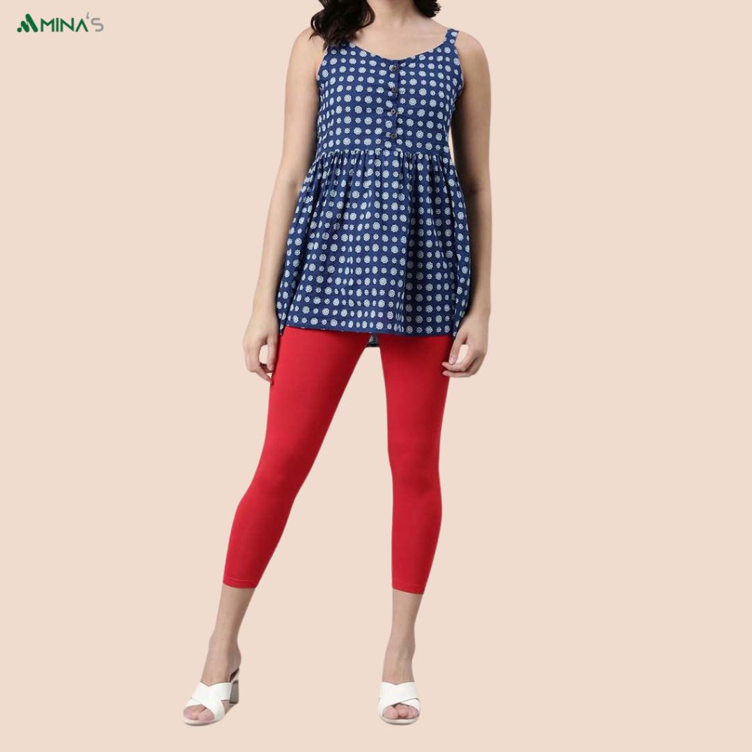 Womens Ankle Fit Leggings | Cotton Lycra |Waist Rib | All Colors | Manufacture To Consumer Direct Sale