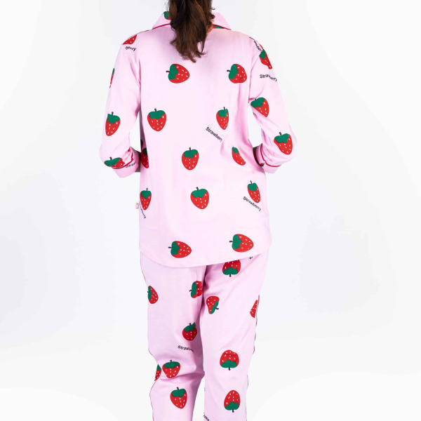 Berry Dream Pink Pyjama Set | Notched Collor | 100% Pure Cotton | Bio-Washed | Manufacture to Consumer Direct sale