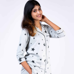 Sapphire Strawberry Blue Pyjama Set | Notched Collor | 100% Pure Cotton | Bio-Washed | Manufacture to Consumer Direct sale