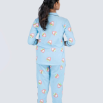 Sapphire Strawberry Blue Pyjama Set | Notched Collor | 100% Pure Cotton | Bio-Washed | Manufacture to Consumer Direct sale