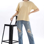 Womens Dramatic Printed Cream Beige Oversized T-shirt | Round Neck | 100% Pure Cotton | Bio-Washed | Manufacture to Consumer Direct sale