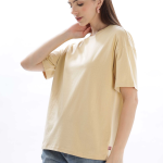 Womens Dramatic Printed Cream Beige Oversized T-shirt | Round Neck | 100% Pure Cotton | Bio-Washed | Manufacture to Consumer Direct sale