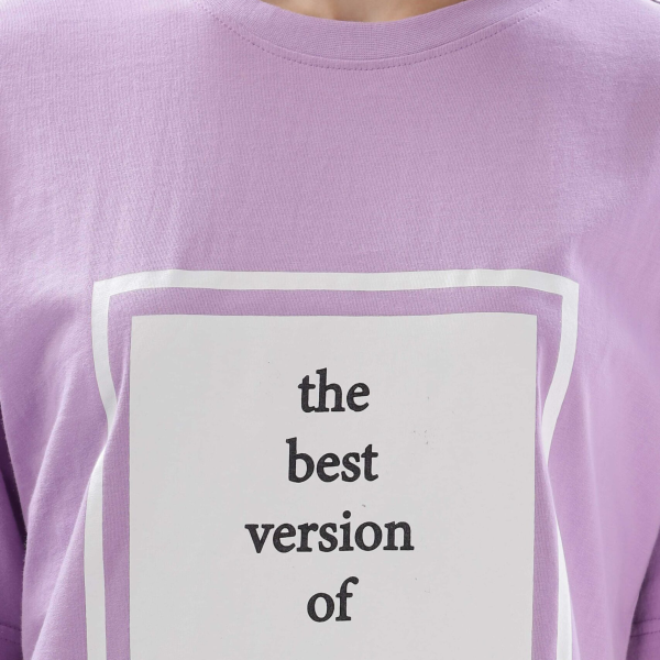Womens Best Version Printed Purple Oversized T-shirt | Round Neck | 100% Pure Cotton | Bio-Washed | Manufacture to Consumer Direct sale