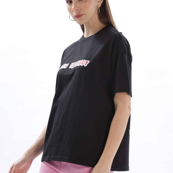 Womens Goku Printed Black Oversized T-shirt | Round Neck | 100% Pure Cotton | Bio-Washed | Manufacture to Consumer Direct sale